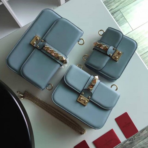 Valentino lock leather shoulder bag sky blue